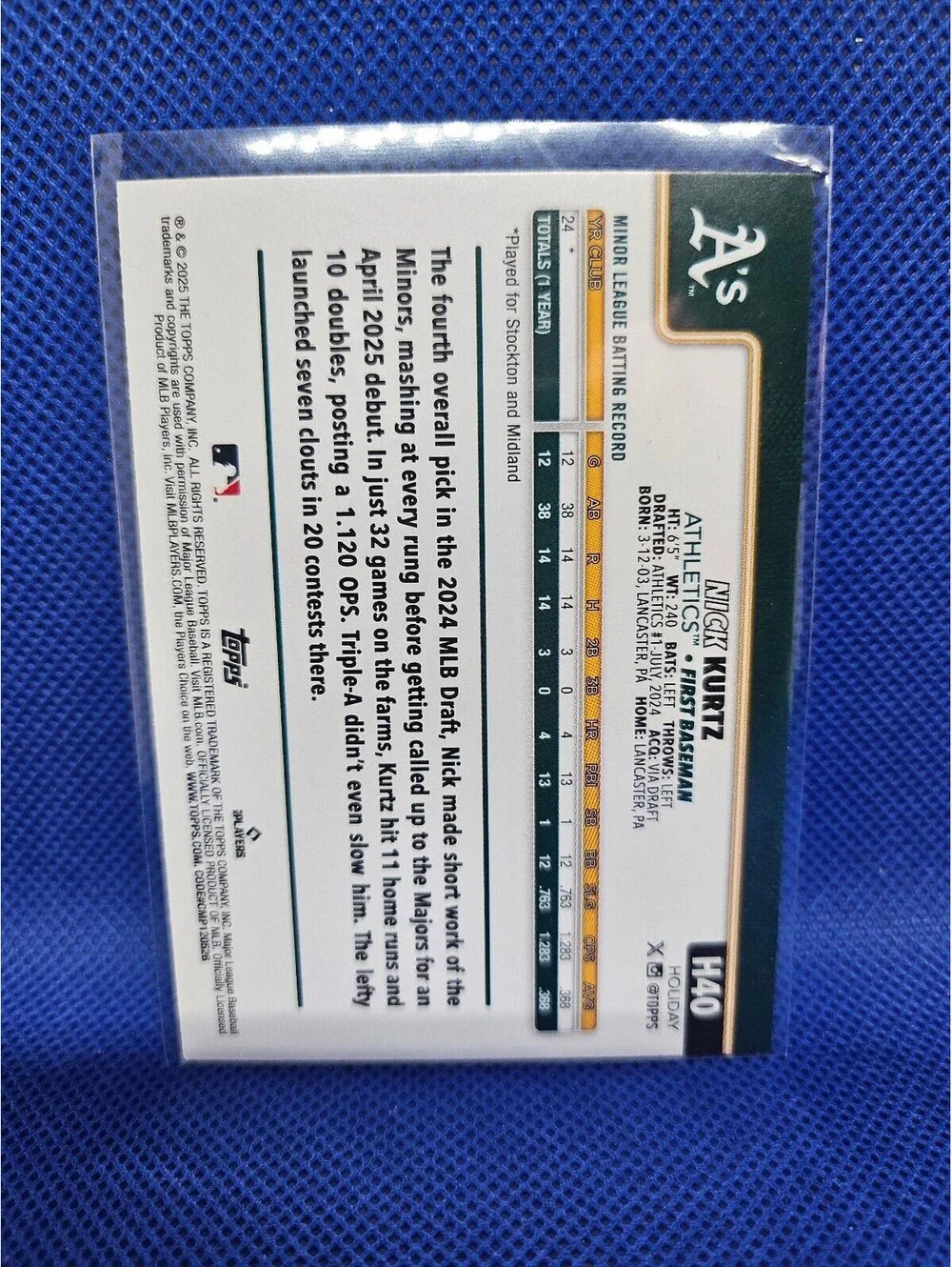 Nick Kurtz #H40 [Rookie] 2025 Topps Holiday - A